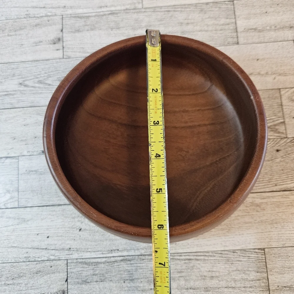Vintage Oval Dark Conker Wooden Hand Turned Reducta Teak Fruit Bowl Medium